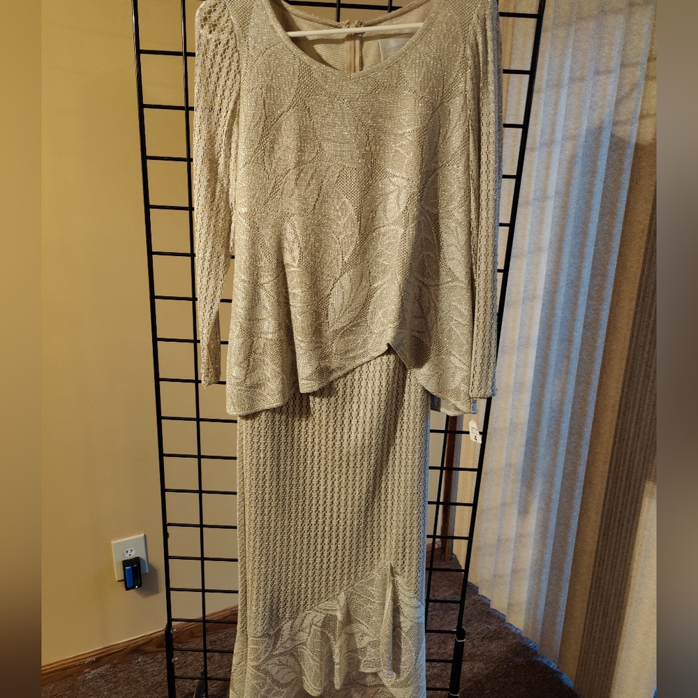 2 piece sliver elegant evening wear